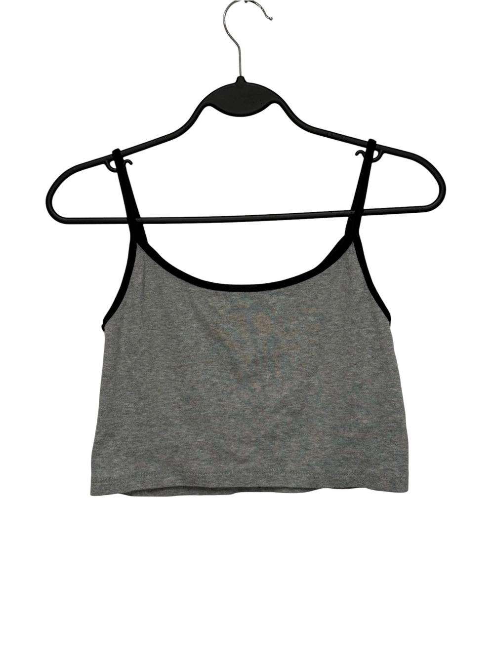 Brandy Melville John Galt Gray Black Contrast Trim Baby Tank Top Y2K 90s